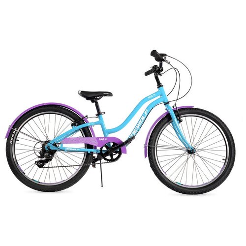 Подростковый велосипед Dewolf Wave 24, год 2022, цвет Голубой-Фиолетовый