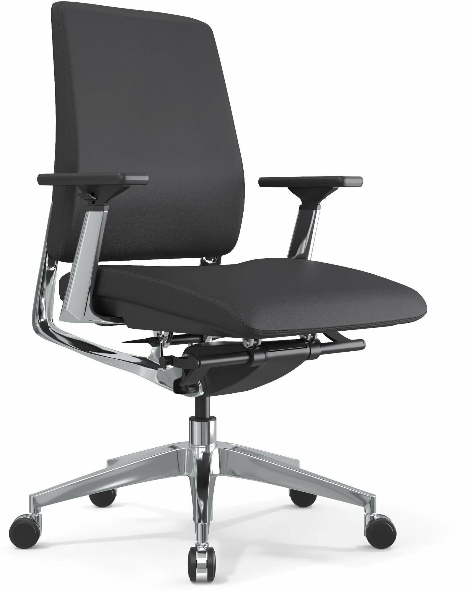 Кресло компьютерное, кресло руководителя - макиавелли М, эко-кожа, черное, хромированная рама