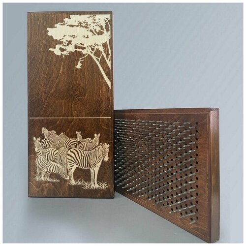 фото Доска садху с динамическими гвоздями, шаг 10мм, цвет венге модель африка зебры - 1406 сила души и тела