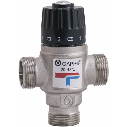 Термостатический смесительный клапан Gappo для систем отопления и ГВС 3/4, 20-43С термостатический смесительный клапан для систем отопления и гвс 3 4 вр stout 35 60 °с kvs 1 6 м3 ч