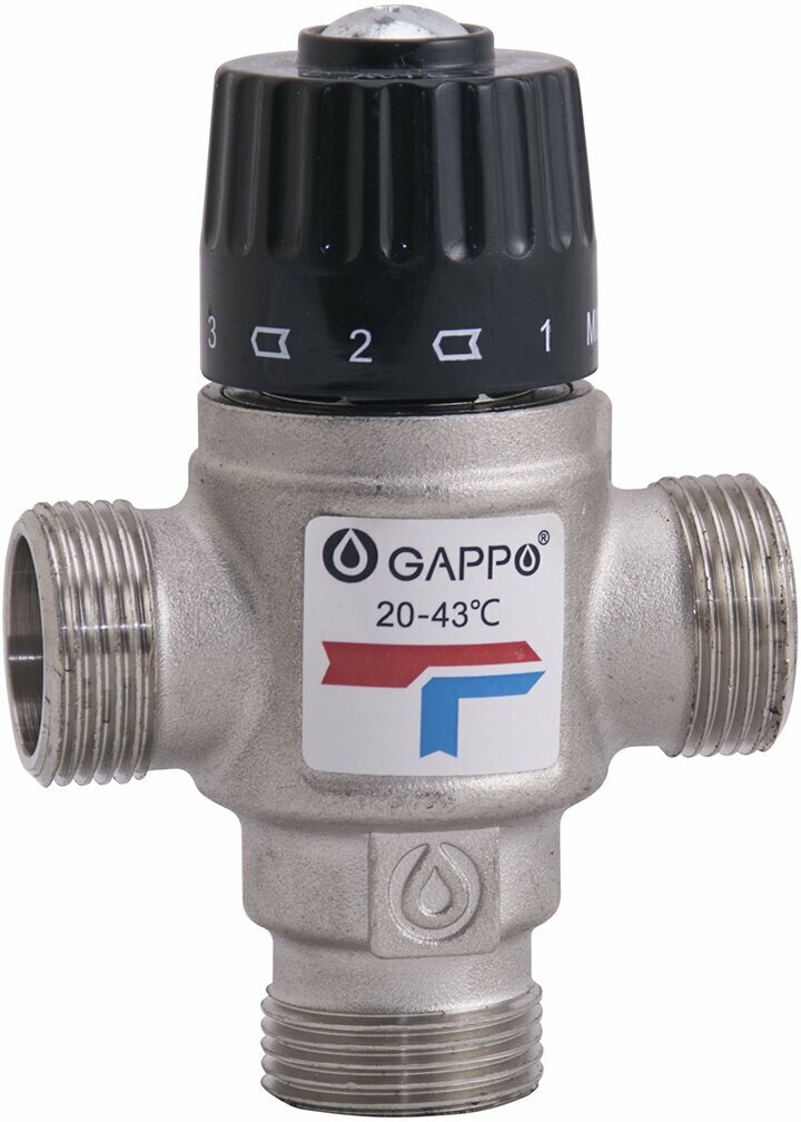 Термостатический смесительный клапан Gappo для систем отопления и ГВС 1", 20-43 С