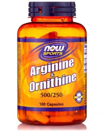 Arginine 500 mg / Ornithine 250 mg NOW (100 кап)
