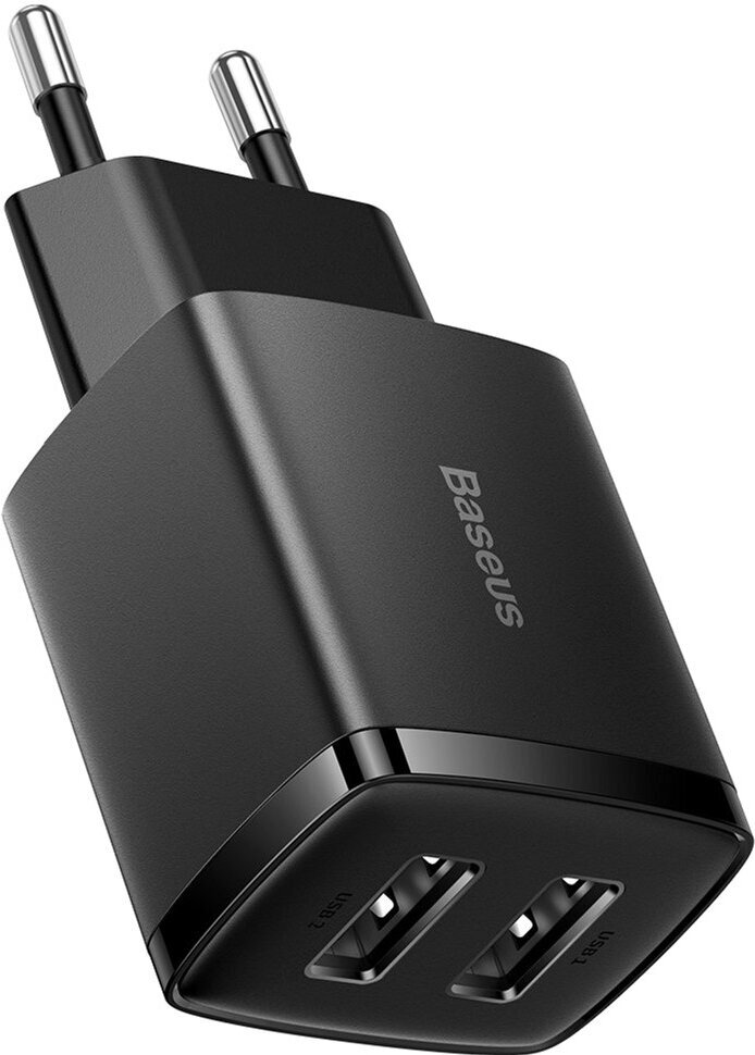 Сетевое зарядное устройство Baseus Compact Charger 2*USB 10.5W, Черный, CCXJ010201