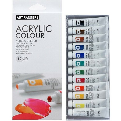 Краски акриловые 12 цветов в металл тубе 12 мл в картонной коробке 901₽
