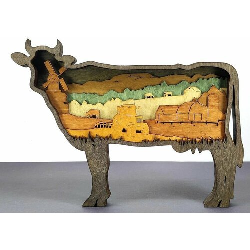 Конструктор-раскраска из дерева "Корова му-му" , для самостоятельной сборки и раскраски, не окрашенный -Детская Логика