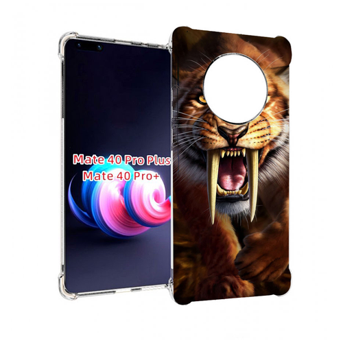 Чехол MyPads саблезубый злой тигр для Huawei Mate 40 Pro+ Plus задняя-панель-накладка-бампер