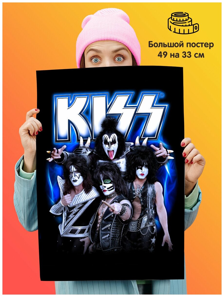 Большой плакат постер для интерьера 49 на 33см рок группа Kiss