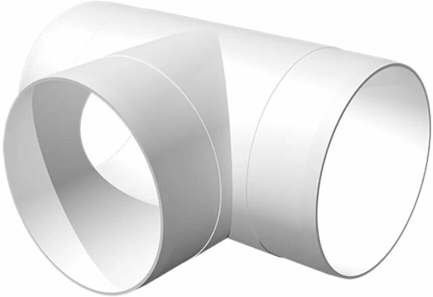 Тройник для круглых воздуховодов 100 мм из белого ABS пластика