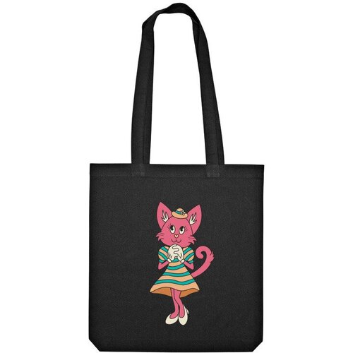 Сумка шоппер Us Basic, черный сумка ретро девушка кошка зеленое яблоко