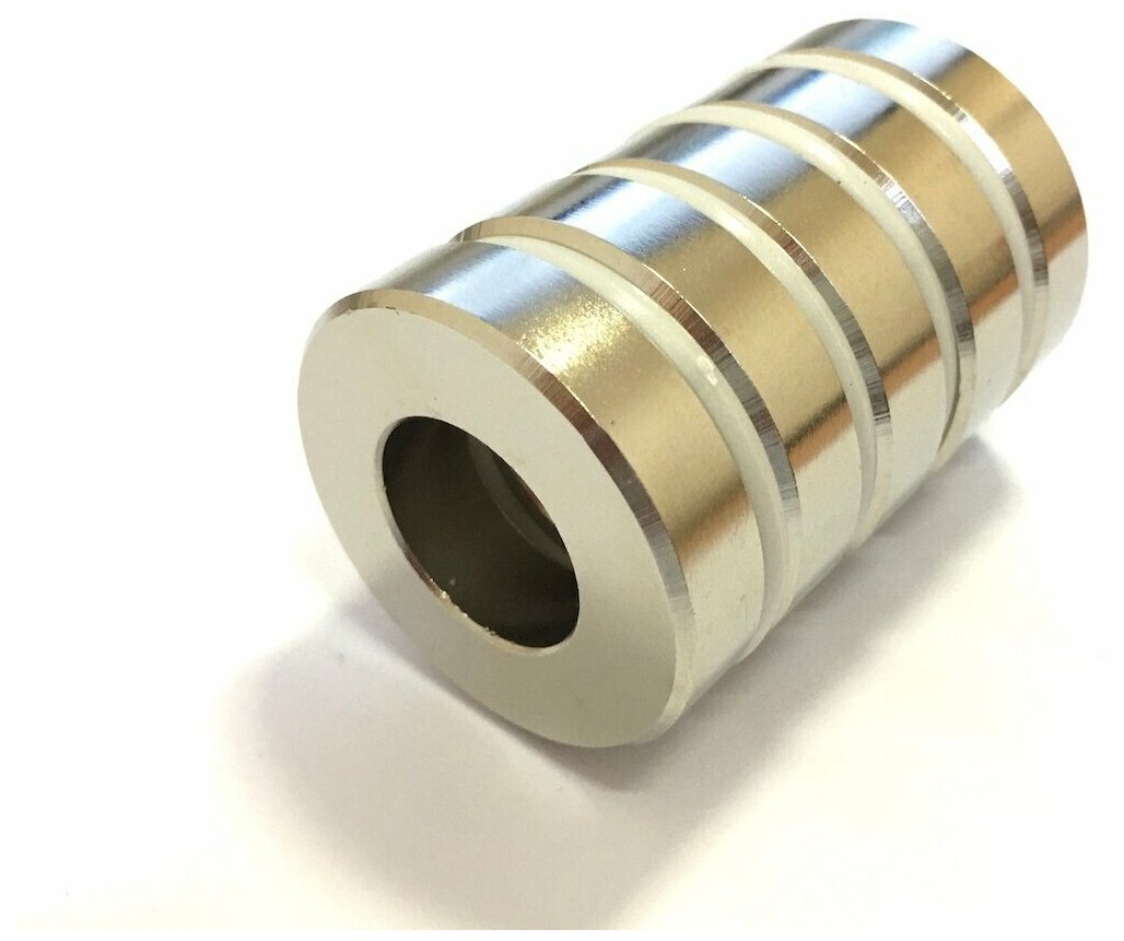 Неодимовый магнит 40х20х10 мм N38 никель кольцо