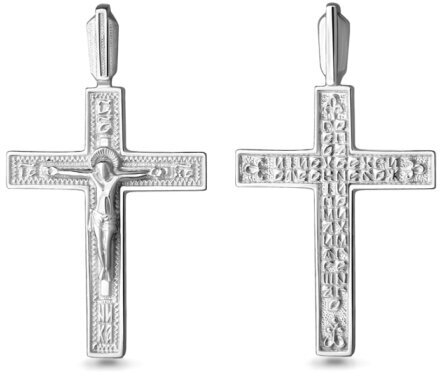 Крестик крест из серебра 10286, серебро, 925 проба, родирование