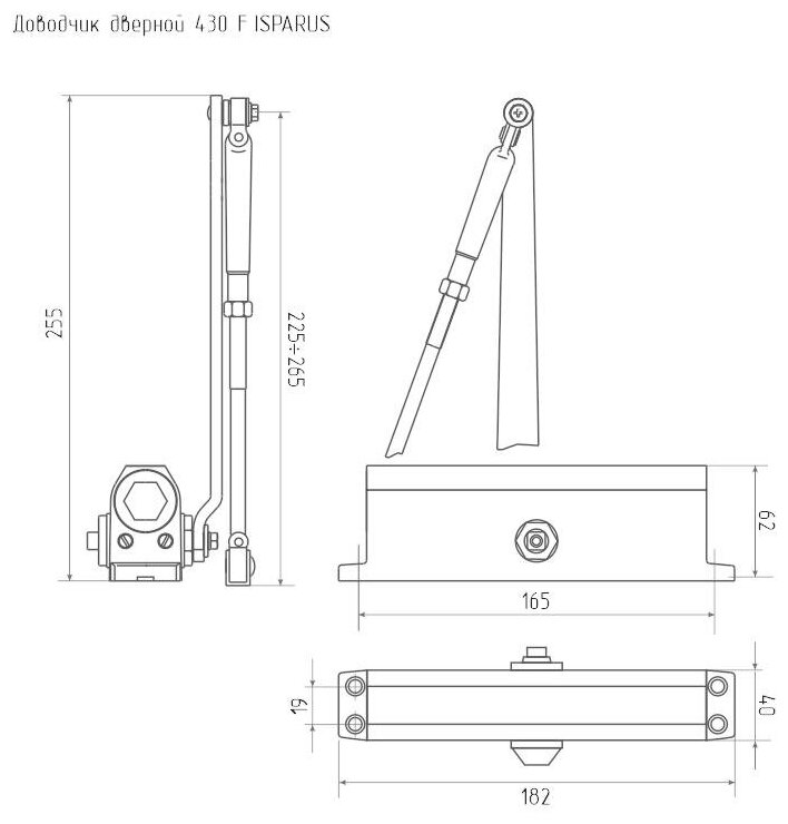 Доводчик дверной Нора-М 430F Isparus , 50-110 кг, силумин, цвет коричневый - фото №5