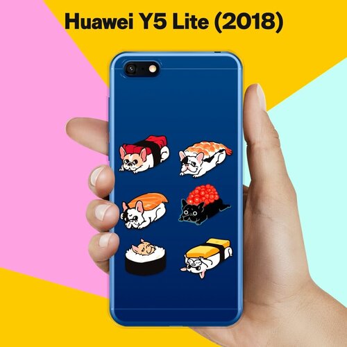 силиконовый чехол суши засыпает на huawei y5 lite 2018 Силиконовый чехол Суши-собачки на Huawei Y5 Lite (2018)