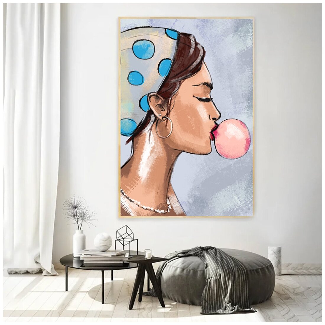 Картина интерьерная на холсте Art. home24 Девушка с жвачкой, 100 x 150