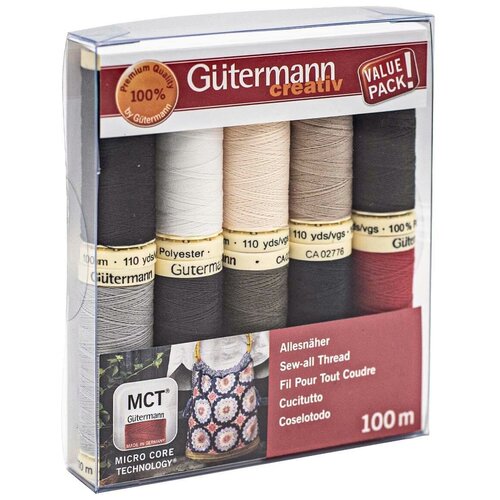 Набор нитей Sew-All 100/200 м для всех материалов 10 шт (упак), 100% полиэстер, Gutermann