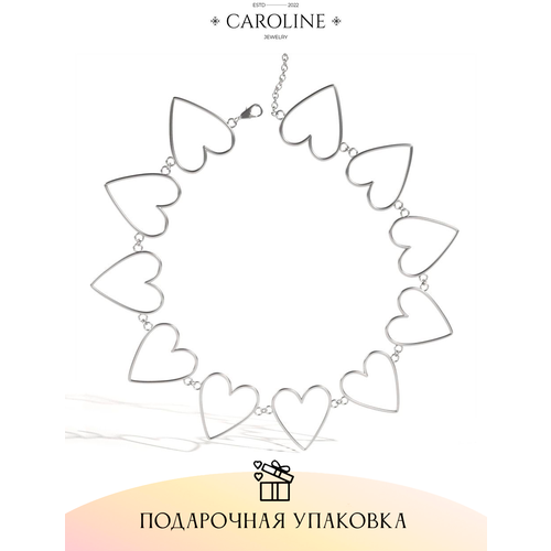 Чокер Caroline Jewelry, длина 38 см, серебряный чокер caroline jewelry длина 39 5 см черный