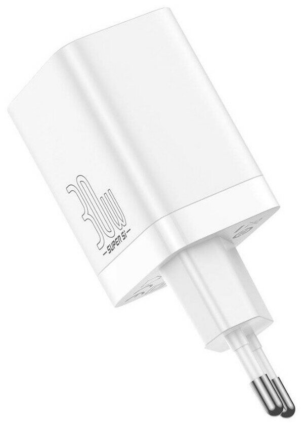 Сетевое зарядное устройство/Быстрая зарядкаBaseus Super Si Pro Quick Charger C+U 30W EU White CCSUPP-E02