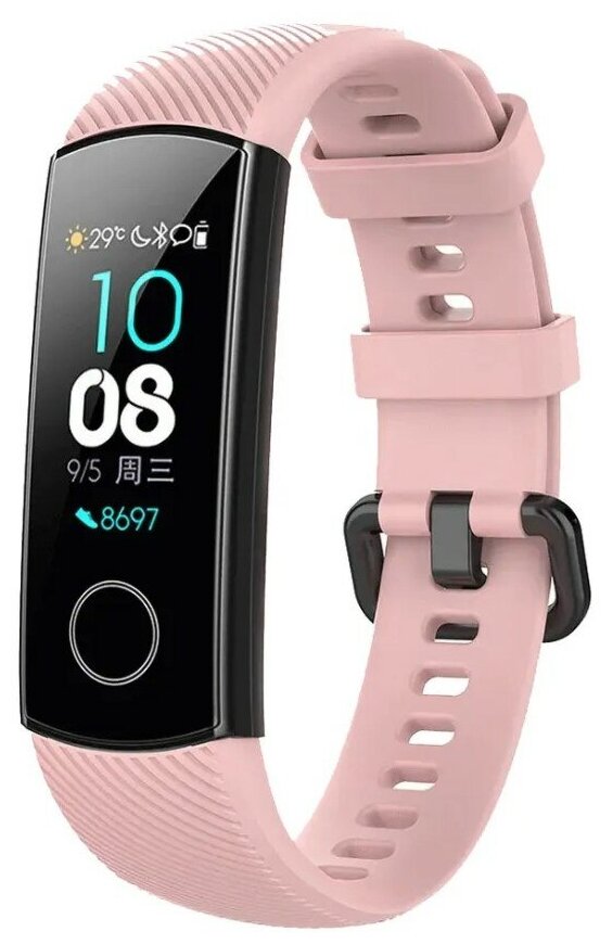Силиконовый ремешок для Honor Band 4 / 5 / Сменный браслет для умныхарт часов / фитнес трекера Хонор 4 / 5 Розовый
