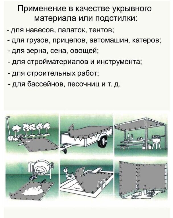 Тент брезент SPRINGTECH тарпаулин универсальный 4x6 метров плотность 120 гр/м2 двухцветный серо-зеленый с люверсами всесезонный водонепроницаемый - фотография № 4