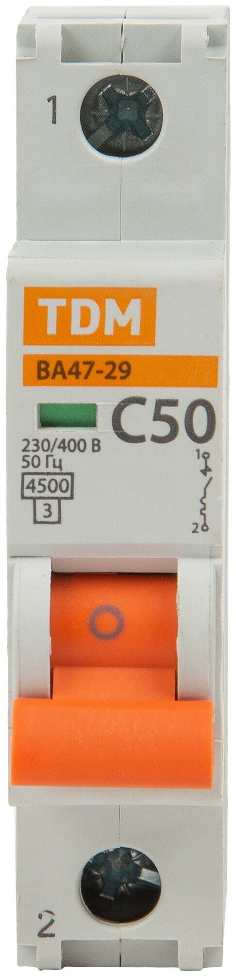 Автоматический выключатель TDM ELECTRIC ВА 47-29 1P (C) 4,5kA 50 А - фотография № 6