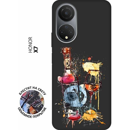 Матовый Soft Touch силиконовый чехол на Honor X7, Хонор Х7 с 3D принтом Aquarelle Wine черный силиконовый чехол на honor x7 хонор х7 с 3d принтом aquarelle wine прозрачный