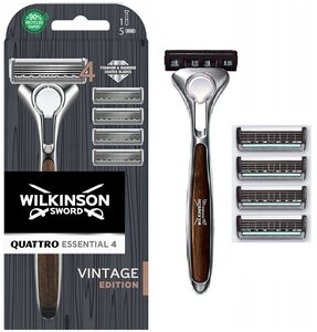 Фото WILKINSON SWORD Quattro Titanium VINTAGE бритва + 5 сменных кассет (подмятая упаковка)