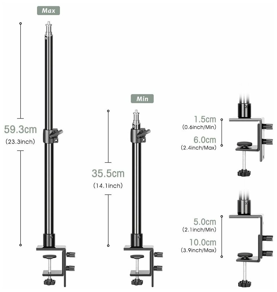 Настольная телескопическая стойка SH mechanics с зажимом и креплением 1/4" — купить в интернет-магазине по низкой цене на Яндекс Маркете