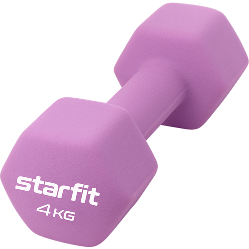 Без упаковки гантель неопреновая Starfit Db-201 4 кг, фиолетовый пастель гантель неопреновая starfit db 201 3 кг коралловый