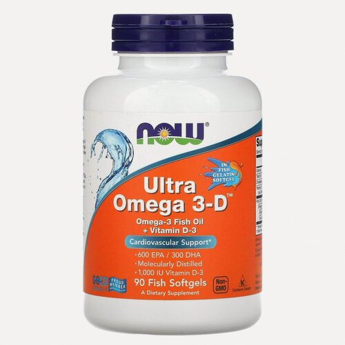 Изображение товара Now Foods Ultra Omega 3-D, Ультра омега 3-D, 90 рыбных капсул