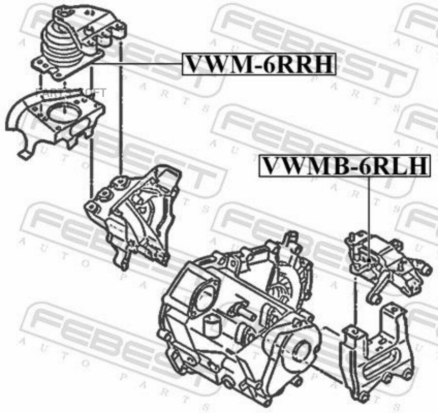 FEBEST VWMB6RLH Сайлентблок опоры двигателя