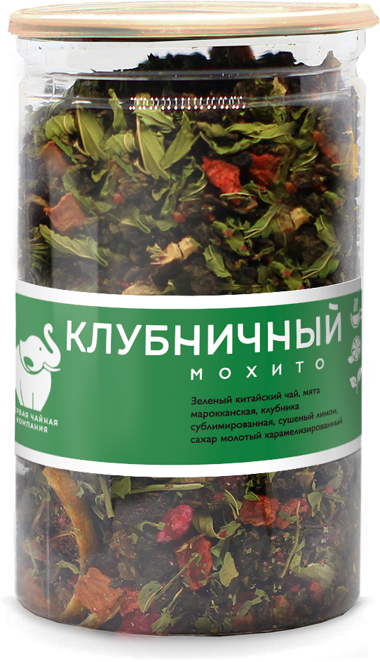 Чай зеленый ПЧК "Клубничный мохито", 150г.