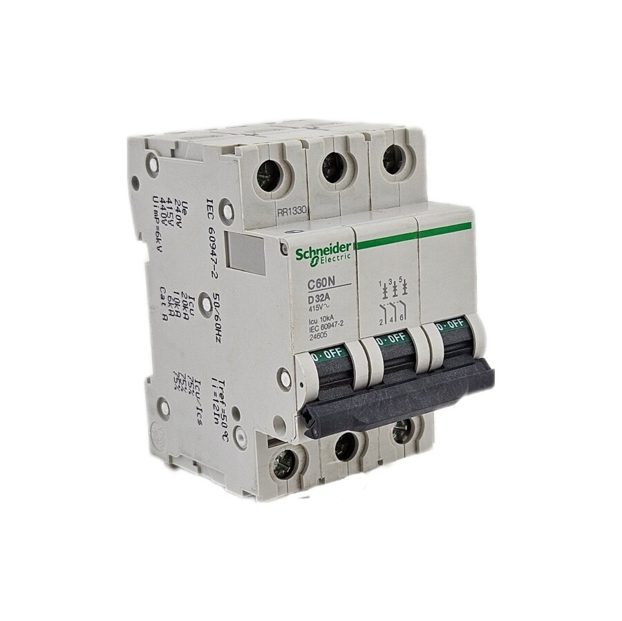 Автоматический выключатель 3-полюсный 32A C60N D32A Schneider Electric 24605