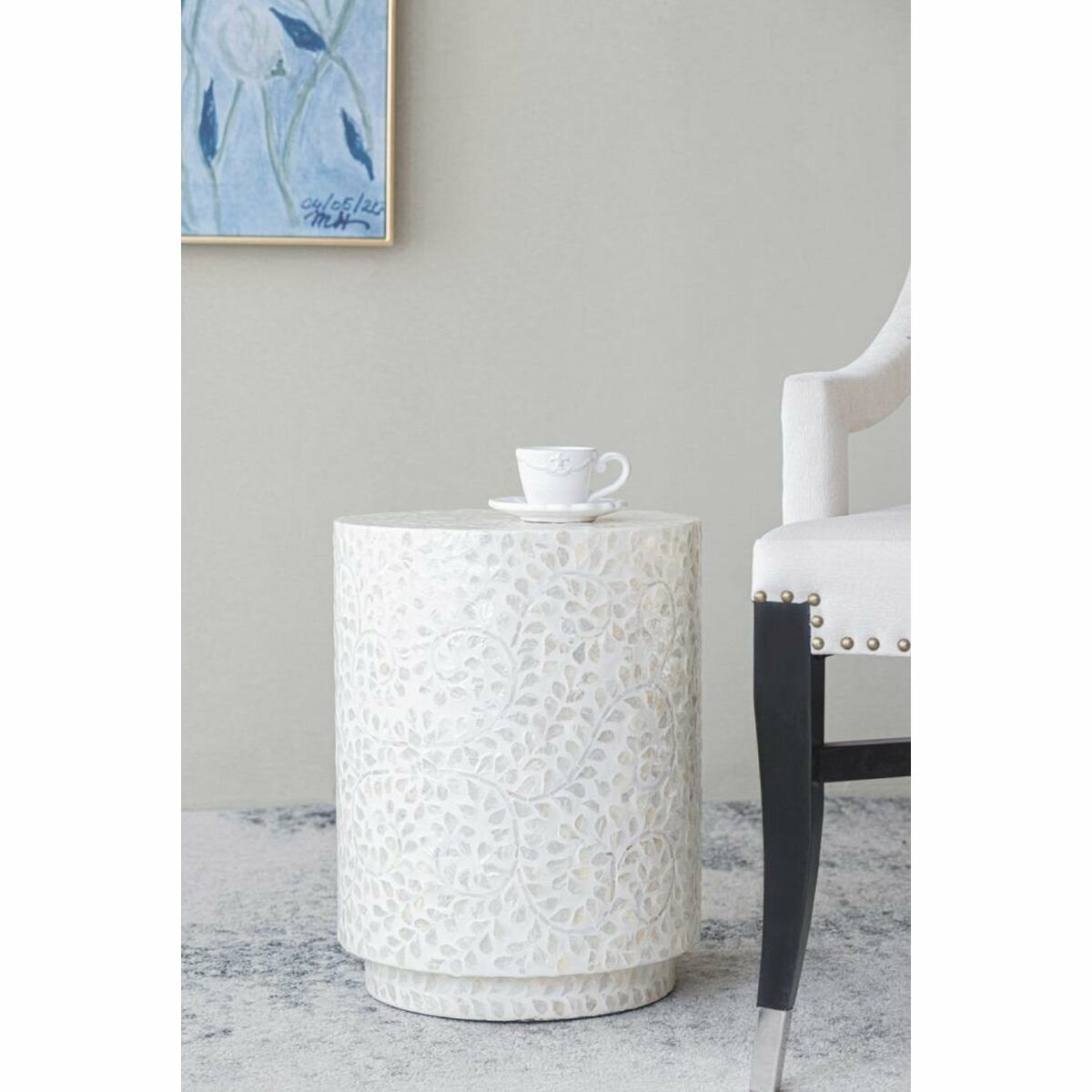 Обзор: 49921 Столик акцентный с отделкой раковинами устриц 35x35x45см, Glasar