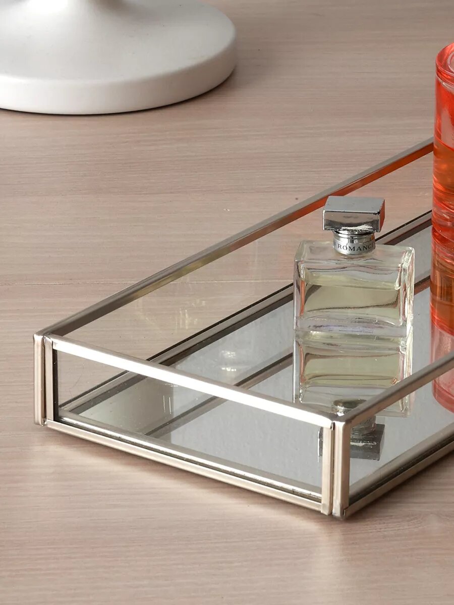 Органайзер Арт-Птица для мелочей, стекло, металл, с зеркальным дном — фото 1