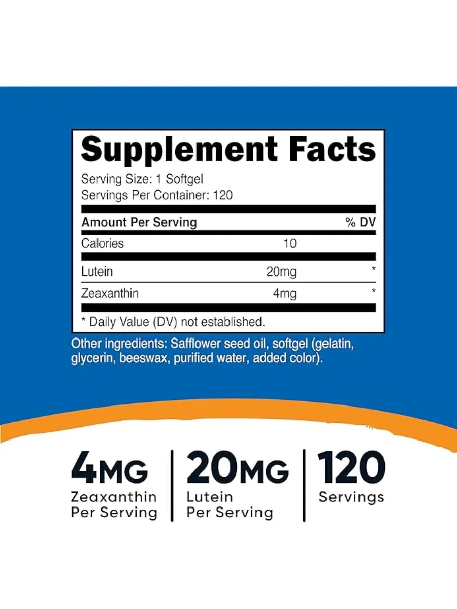 Бад Для Зрения И Слуха Зеаксантин и лютеин (Zeaxanthin with Lutein), 120 капсул