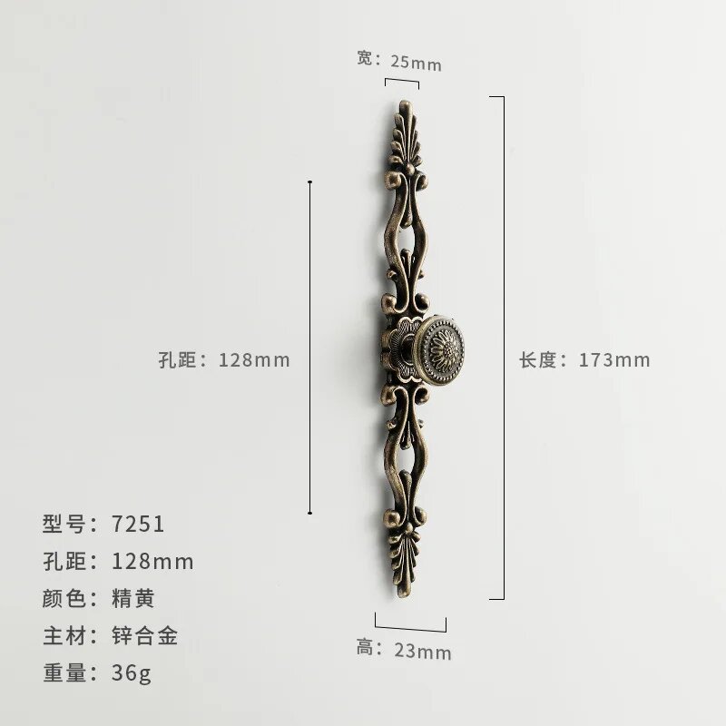 Антикварные бронзовые ручки для мебели 7251 128mm