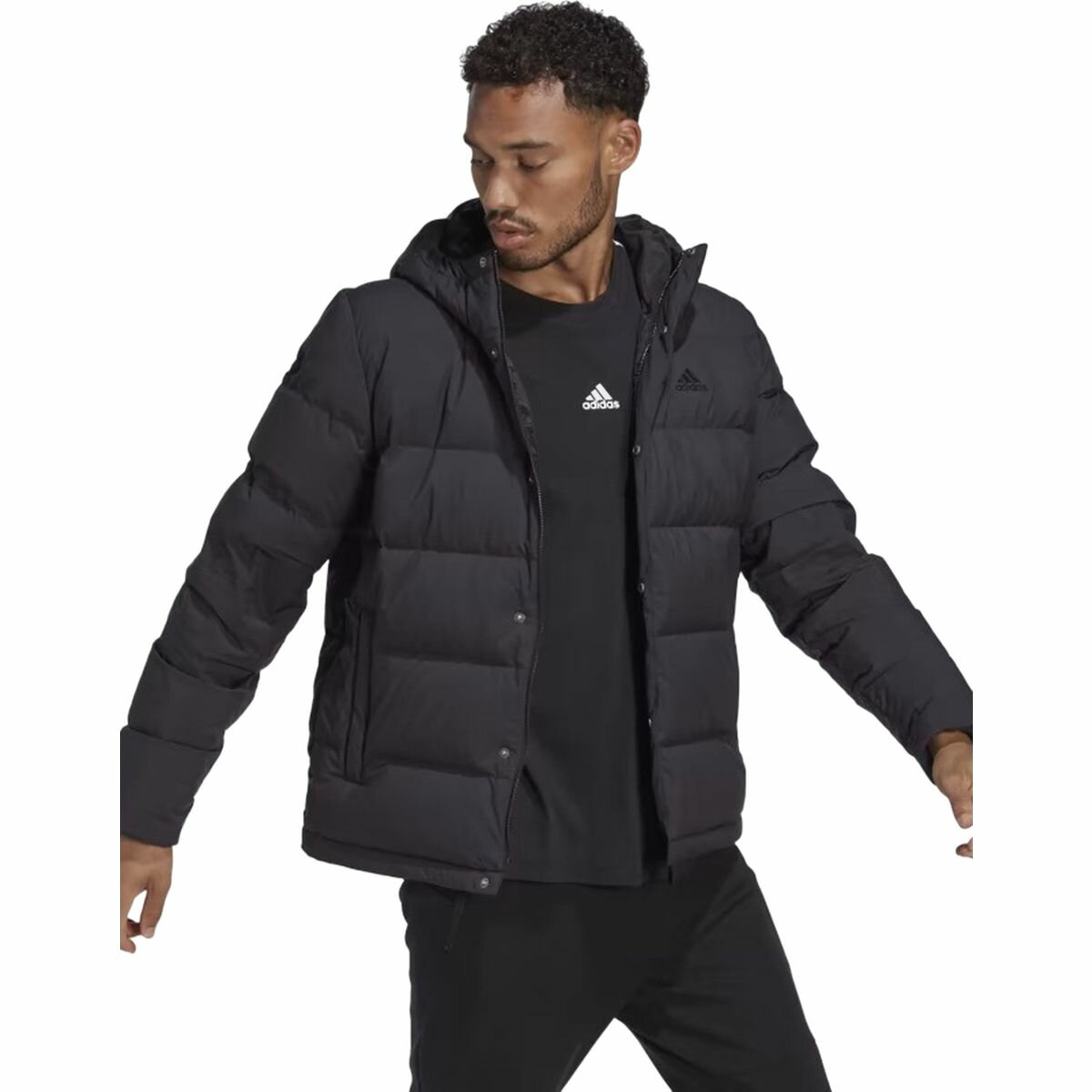 Куртка adidas Helionic Hooded Down Jacket, размер L INT, черный — фото 1