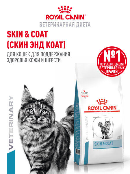 Сухой корм для кошек Royal Canin Skin&Coat для поддержания защитных функций кожи, 1,5 кг