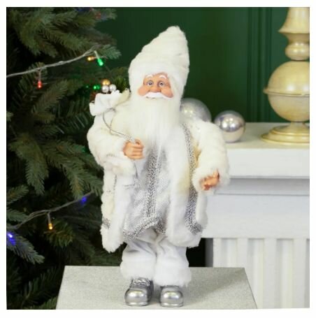Игрушка Дед Мороз 795401 38x13x18 см цвет бело-серый