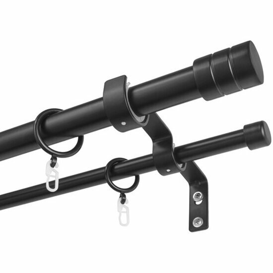 Карниз металлический раздвижной LM Decor Цилиндр 25/28 мм 2.0-3.6м 2-х рядный черный матовый