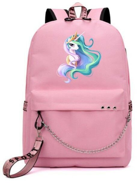 Рюкзак с Единорогом (Unicorn) розовый с цепью №5