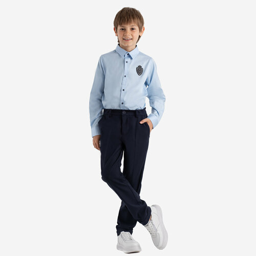 Школьные брюки Kapika, классический стиль, карманы, размер 164, синий
