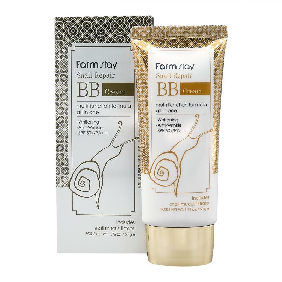 FarmStay Snail Repair BB Cream SPF50+/PA+++ Восстанавливающий ВВ-крем с улиточным муцином 50г