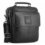 Мужская кожаная сумка ZZNICK 6802 - Черный - 26 X 23 X 10 см - изображение