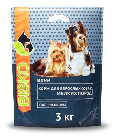 Сухой корм для собак Bisko при чувствительном пищеварении, говядина 3 кг (для мелких пород)