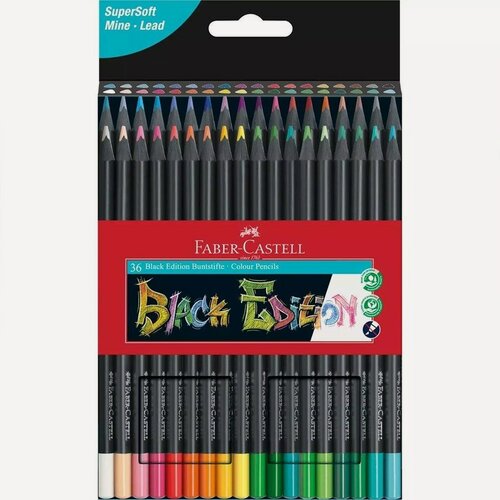 Изображение товара Цветные карандаши Faber Castell Карандаши цветные трехгран. Faber-Castell `Black Edition` черное дерево, 36цв.