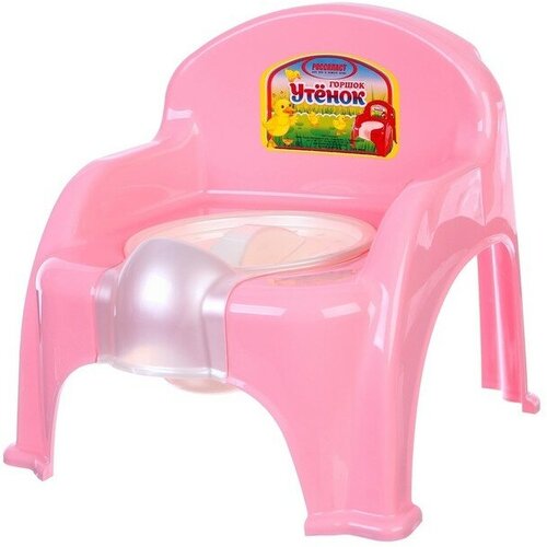 Росспласт Горшок детский «Утенок» с крышкой, светло-розовый / белый 310х295х280мм