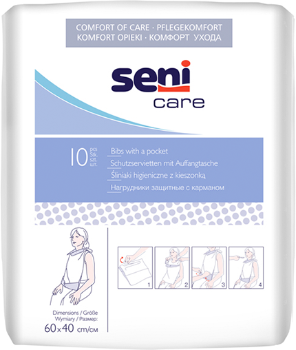 Нагрудники защитные с карманом SENI CARE, 10 шт.