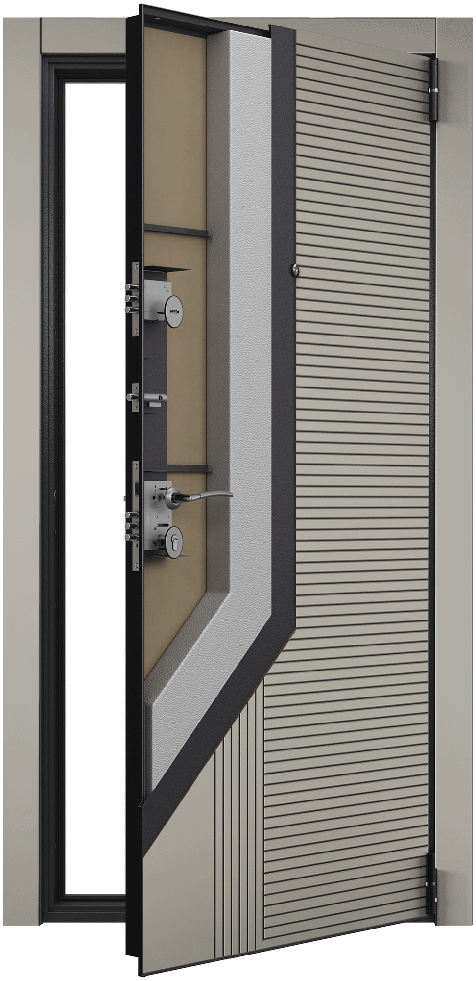 Дверь входная для квартиры Torex Terminal-D 950х2050, правый, тепло-шумоизоляция, антикоррозийная защита, 2 замка 3-го класса защиты, серый - фотография № 5