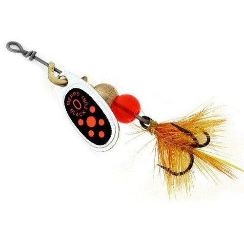 Блесна вращающаяся Mepps BLACK FURY MOUCHE, 0, SILVER/Orange, комплект из 1 штука